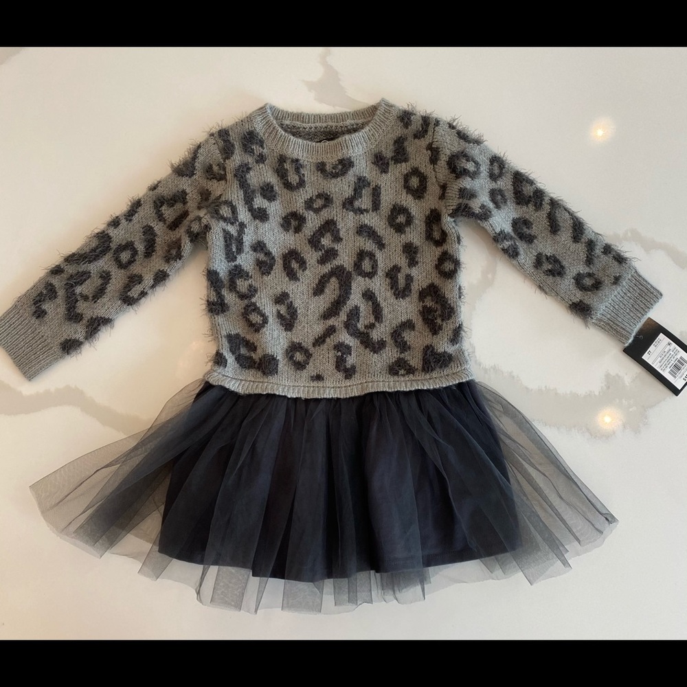 Toddler Leopard print sweater dress. NWT. Size 2T